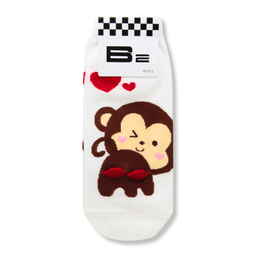 BE SEOUL_Cartoon Animals Printed White Ankle Socks_Cosmetic World